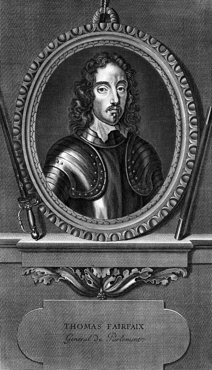 Thomas Fairfaxin, Cameronin kolmannen lordi Fairfaxin (1612-1671), Englannin kenraalin ja parlamentaarisen ylipäällikön muotokuva Englannin sisällissodan aikana, kaiverrus tekijältä Unbekannt Unbekannt