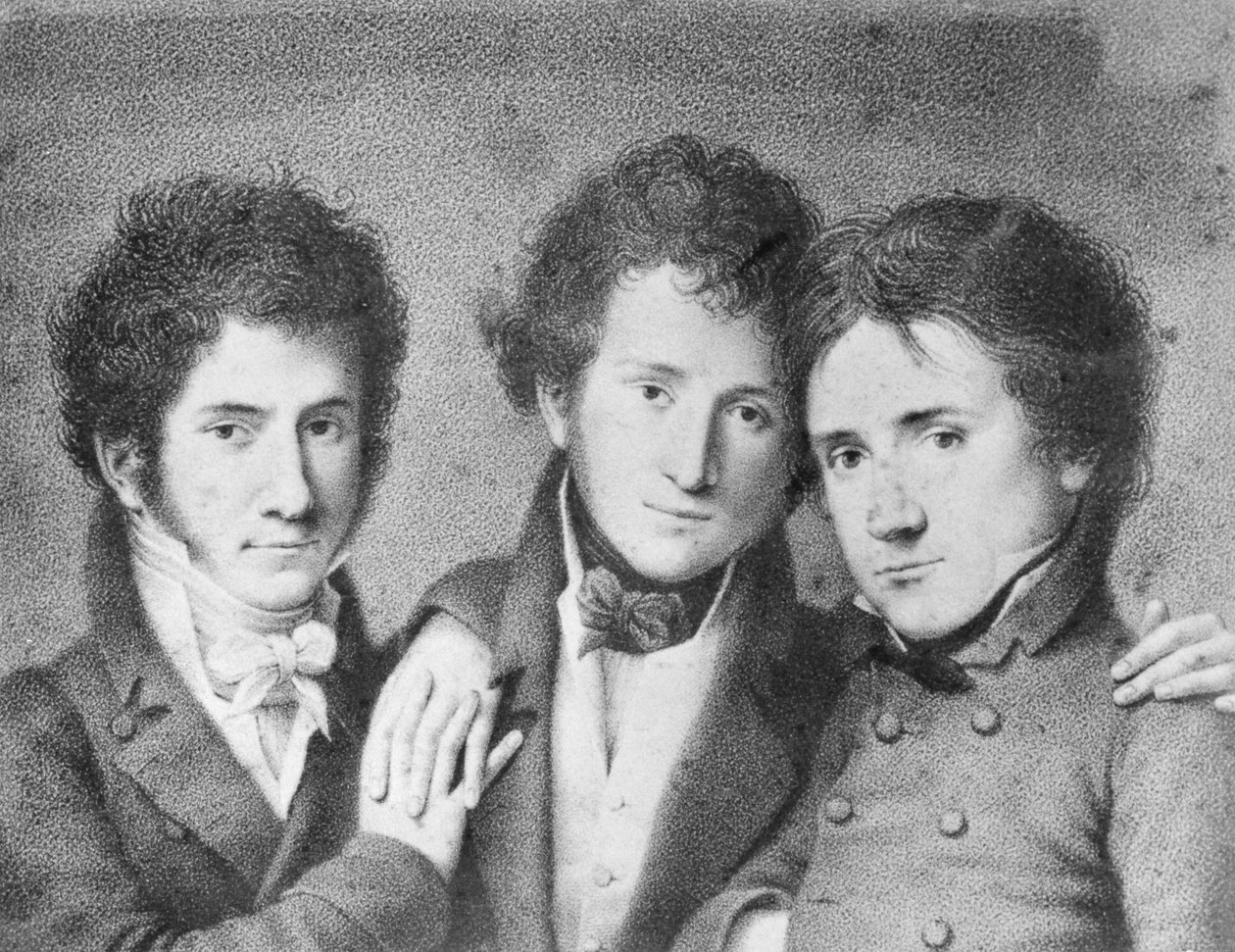 Muotokuvia Filippo Ugonista (1794-1877), Andrea Tonellista (1793-1859) ja Giovita Scalvinista (1791-1843), italialaisista patriooteista tekijältä Unbekannt Unbekannt