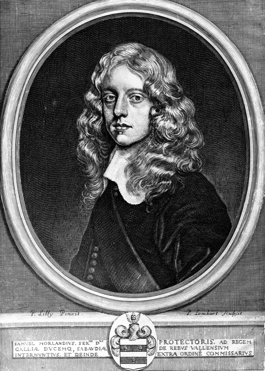 Sir Samuel Morland, englantilainen diplomaatti, matemaatikko ja keksijä, n. 1660 tekijältä Unbekannt Unbekannt