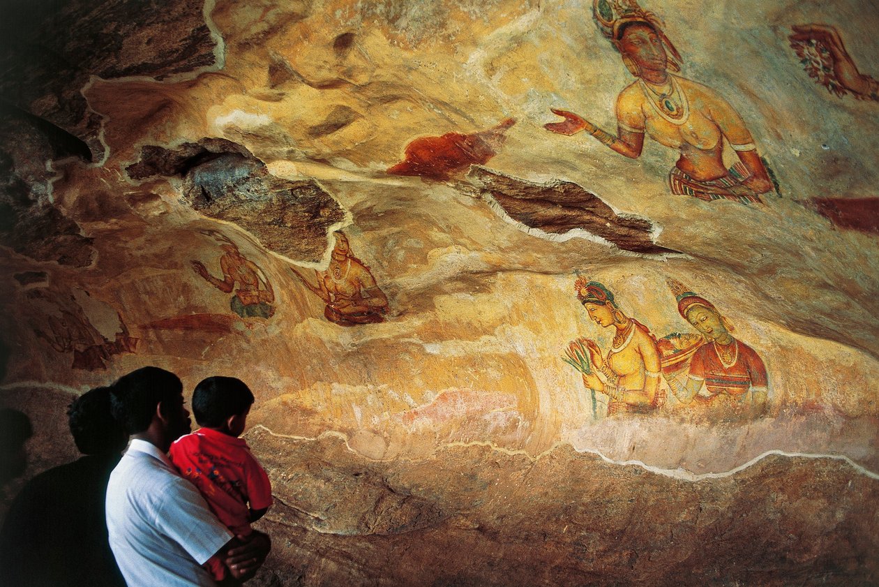 Sri Lanka, Sigiriya, Nuoria naisia kuvaavat freskot tekijältä Unbekannt Unbekannt