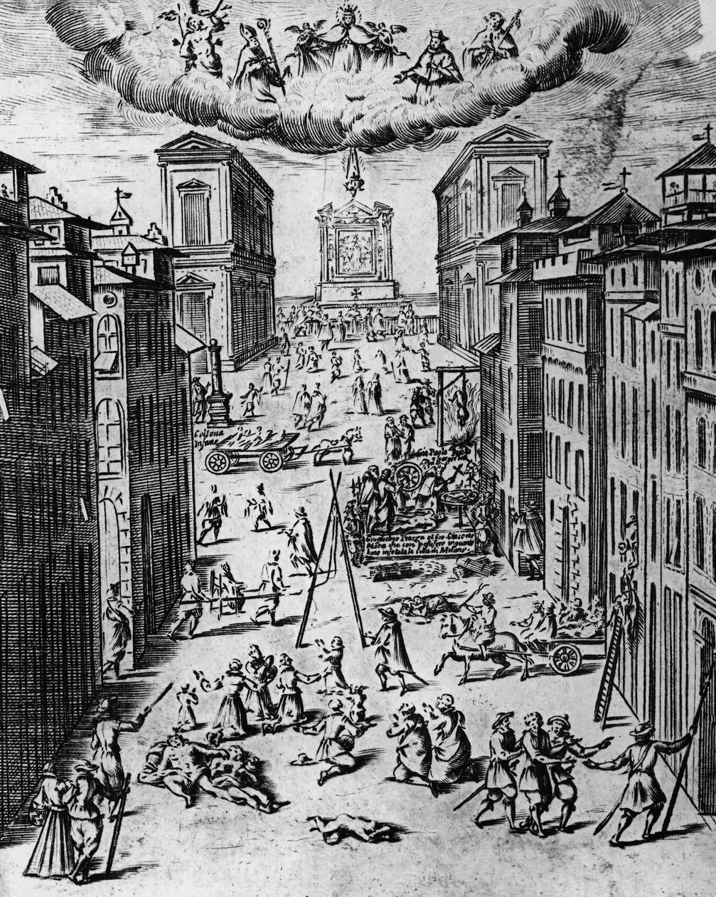 Rutto Milanossa vuonna 1630, etsaus, Italia tekijältä Unbekannt Unbekannt