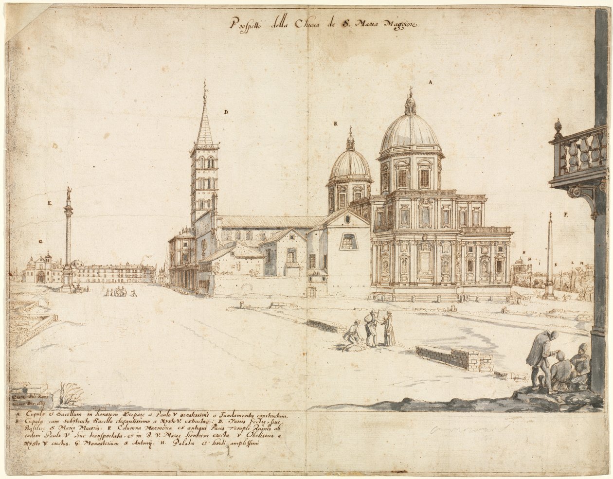 Kahdeksantoista näkymää Roomaan: Santa Maria Maggioren basilika, 1664. tekijältä Lievin Cruyl