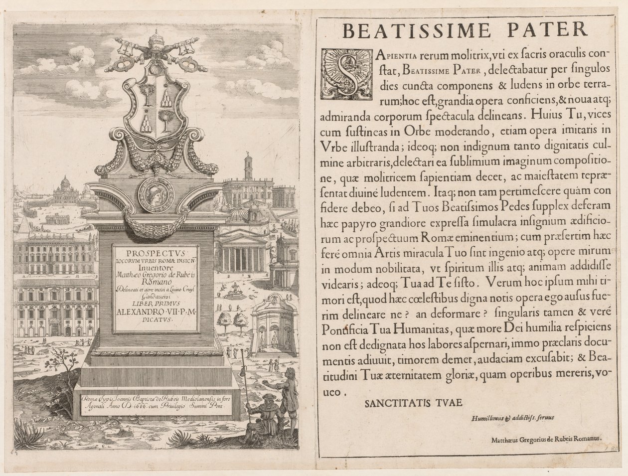 Etukappale esitteestä Lourum Urbis Romae Insign[ium], 1666. tekijältä Lievin Cruyl