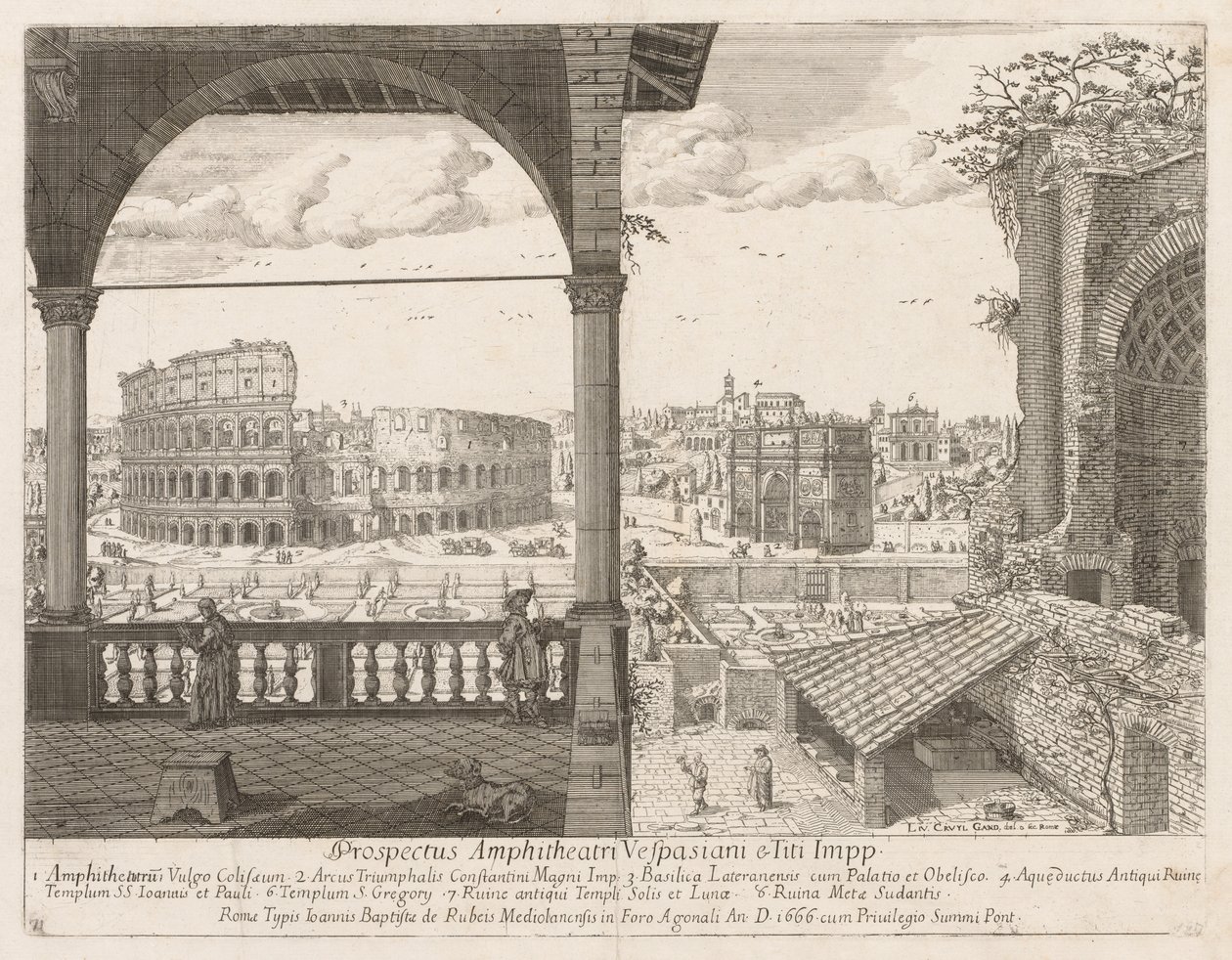 Arco di Costantinon Colosseum Rooman kaupungin Locurumin esitteestä, 1666. tekijältä Lievin Cruyl