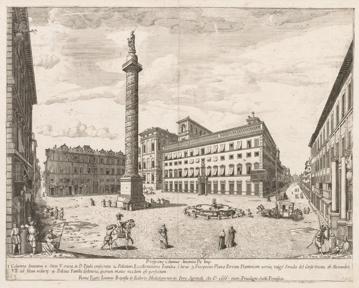 Piazza Colonna, 1666 tekijältä Lievin Cruyl