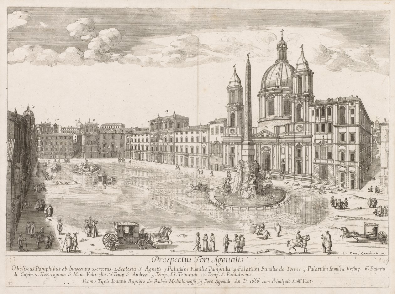 Piazza Navona "Näkymä Rooman kaupungin maamerkeistä" tekijältä Lievin Cruyl