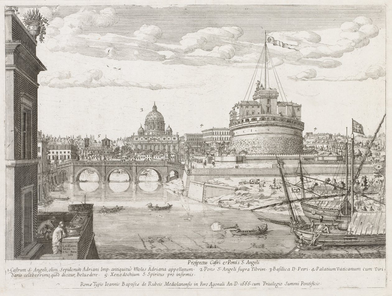 St Angelo Prospectus Lourum Urbis Romae Insigniumista, 1666 tekijältä Lievin Cruyl