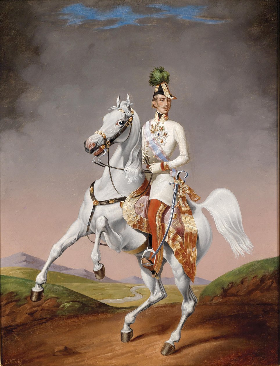 Itävallan Franz Joseph I muotokuva hevosen selässä, 1855 tekijältä Lilly König