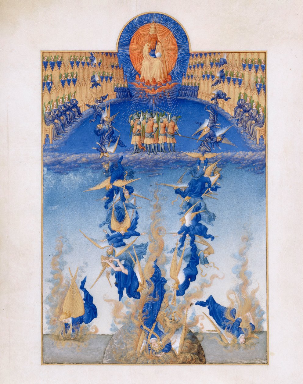 Très Riches Heures du duc de Berry Folio 64, versio: Kapinallisten enkelien lankeemus tekijältä Limbourg Brothers