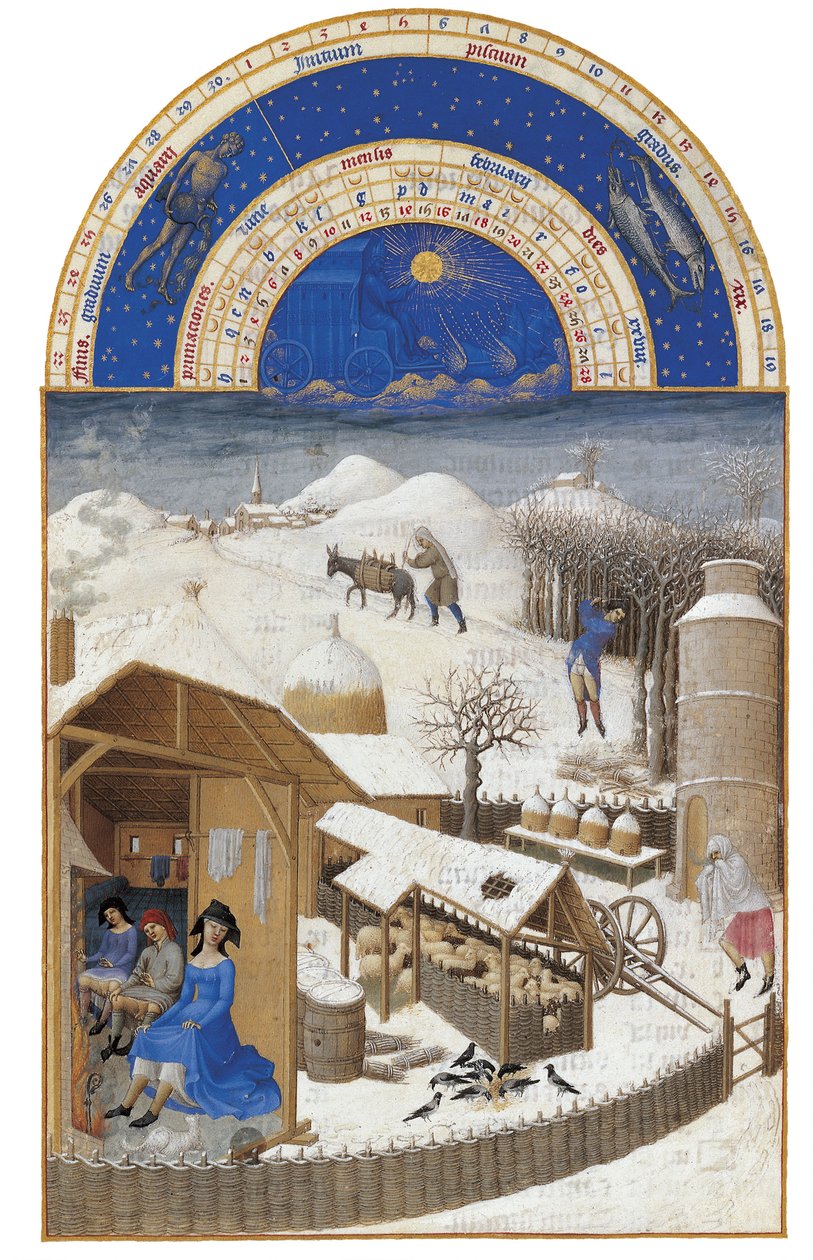Helmikuu Berryn herttuan rikkaat tunnit, 1412-1416. tekijältä Limbourg Brothers
