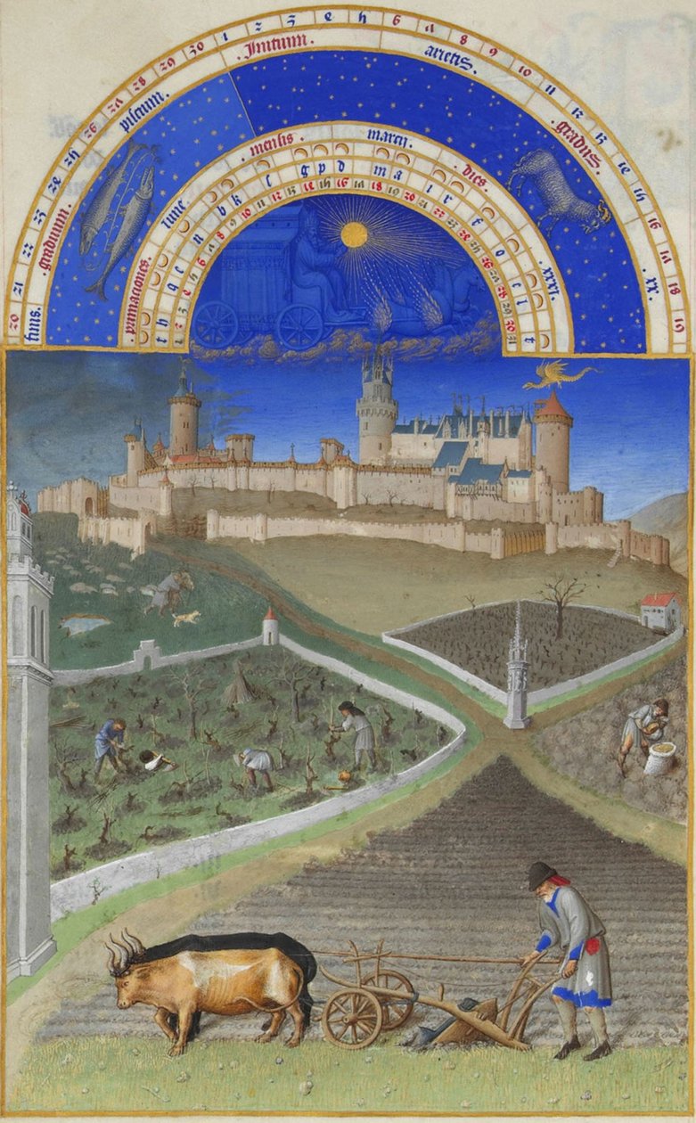 Maaliskuu Berryn herttuan rikkaat tunnit, 1412-1416. tekijältä Limbourg Brothers