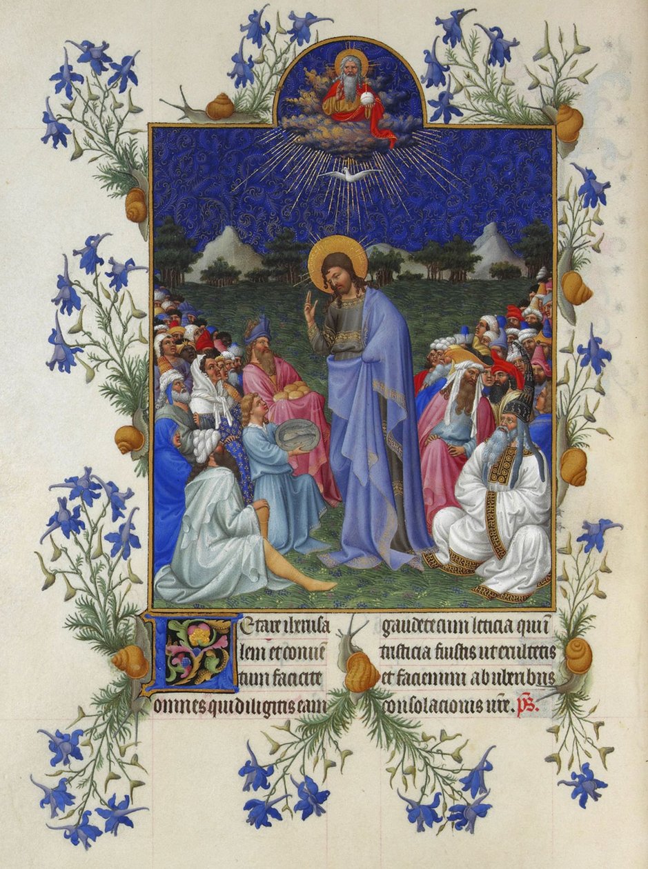 Très Riches Heures du Duc de Berry - Monien ihmisten ruokkiminen tekijältä Limbourg Brothers