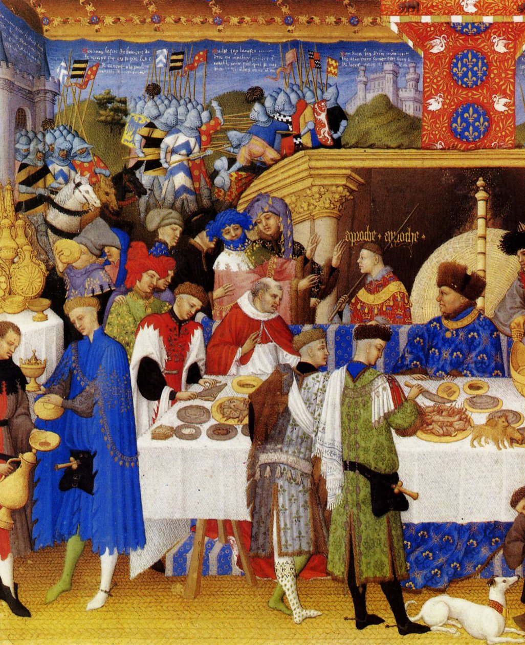 Très Riches Heures du Duc de Berry Folio 1, kääntöpuoli: tammikuu. tekijältä Limbourg Brothers