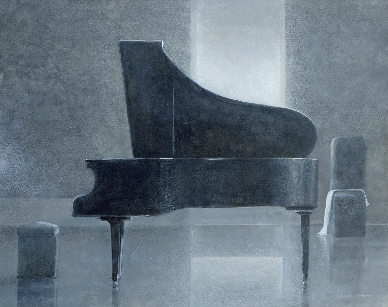 Musta piano, 2004 (akryyli paperille) tekijältä Lincoln Seligman