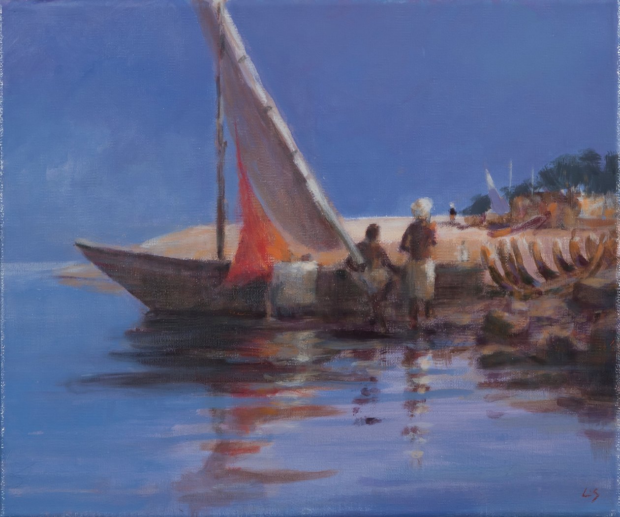 Boat Yard, Kilifi, 2012 (akryyli kankaalle) tekijältä Lincoln Seligman
