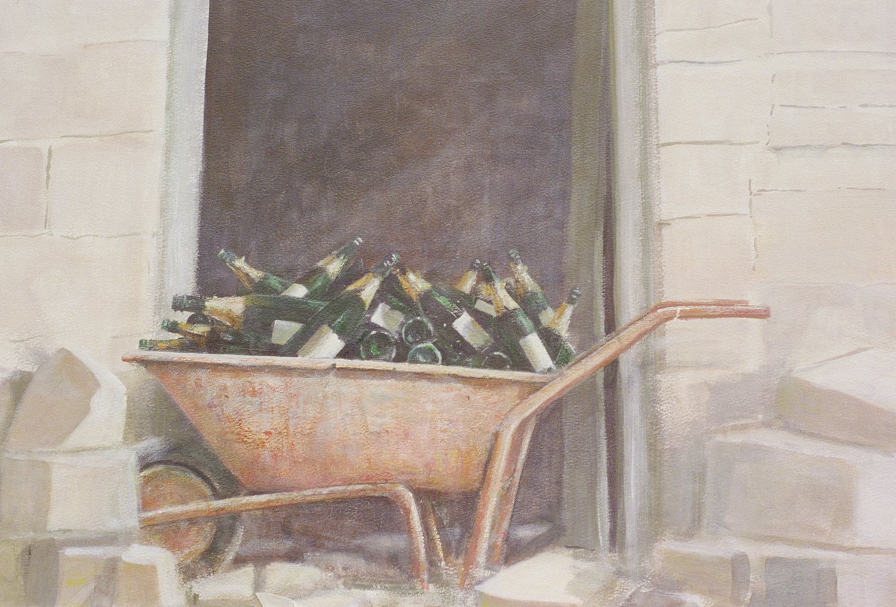 Champagne Wheelbarrow, 1985 (akryyli kankaalle) tekijältä Lincoln Seligman