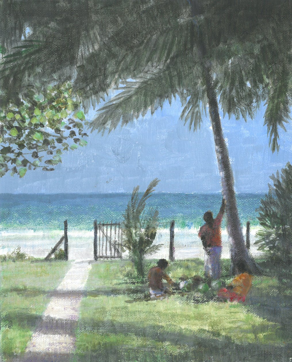 Coconut Man Calls, Sri Lanka, 2015 (akryyli kankaalle) tekijältä Lincoln Seligman