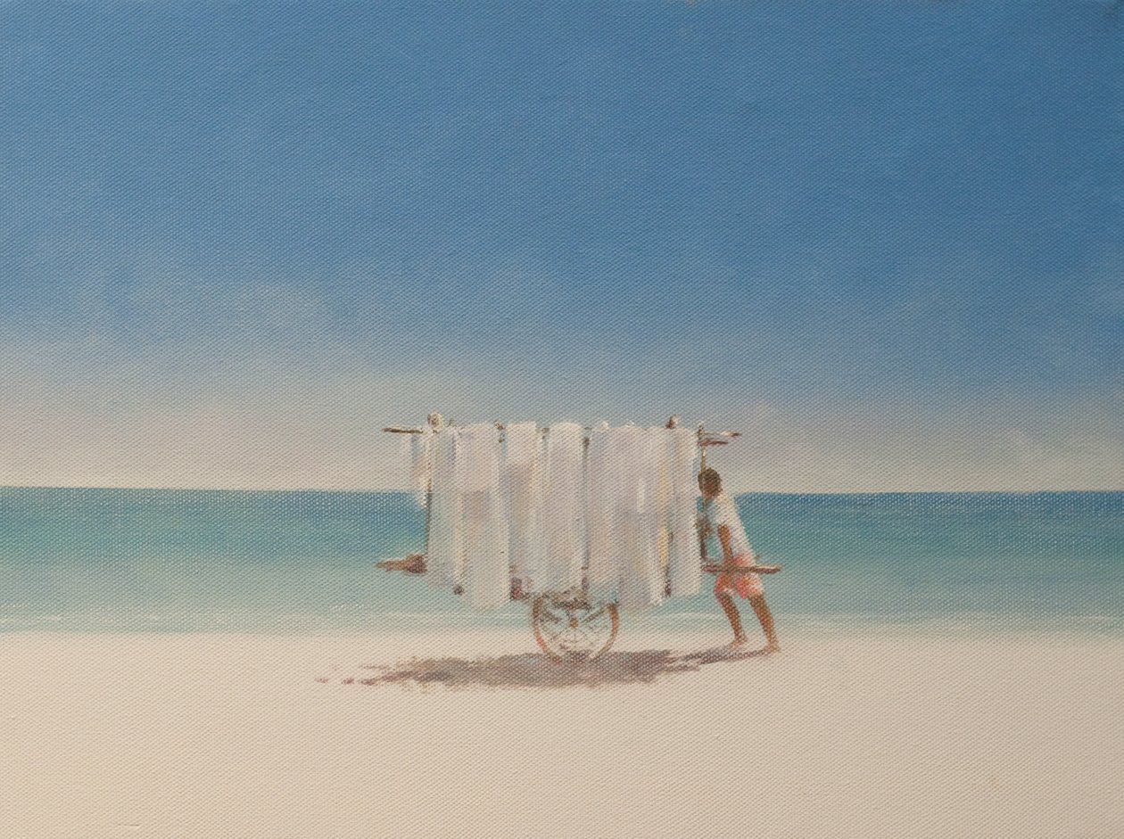 Cuba Beach Seller, 2010 (akryyli kankaalle) tekijältä Lincoln Seligman