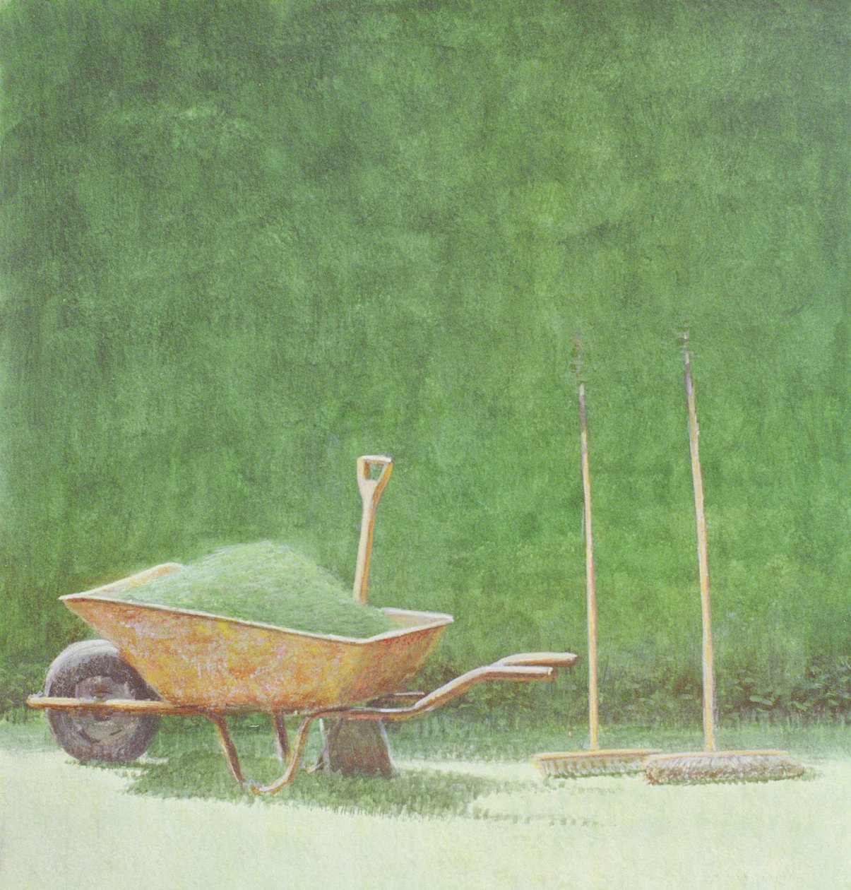 Puutarhanhoito asetelma, 1985 (akryyli paperille) tekijältä Lincoln Seligman