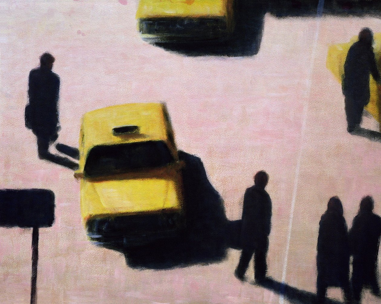 New York Taxis, 1990 (akryyli kankaalle) tekijältä Lincoln Seligman