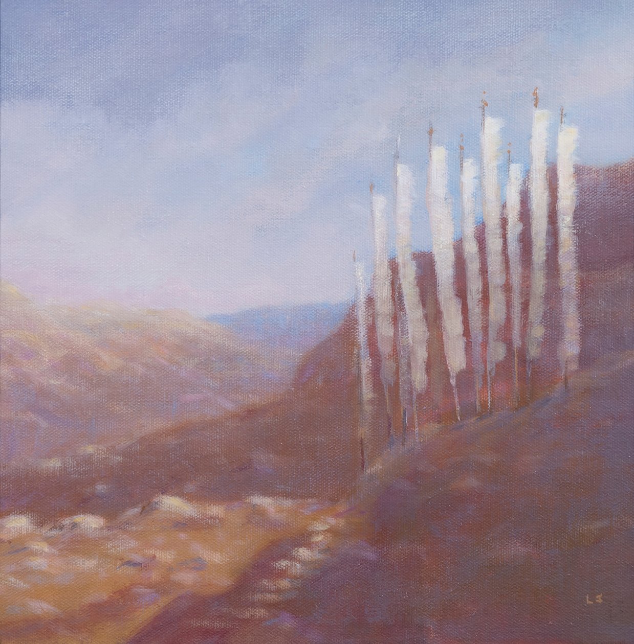 Rukousliput, Bhutan, 2012 (akryyli kankaalle) tekijältä Lincoln Seligman