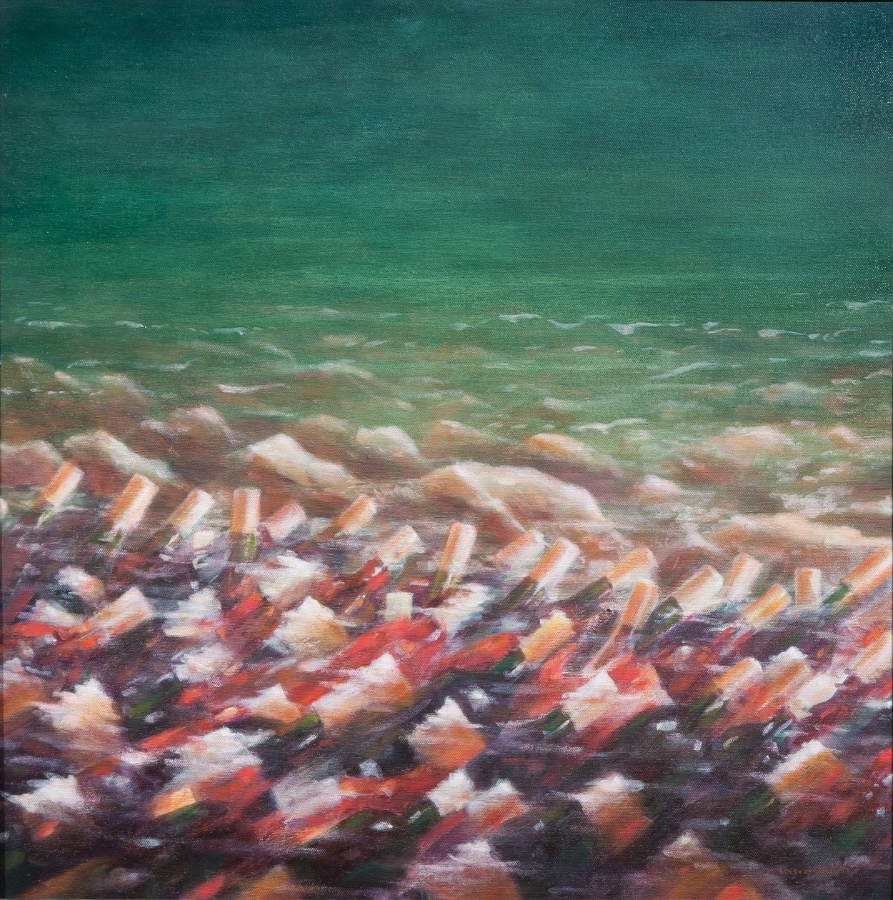 Red and Rose jäähdytys, 2012 (akryyli kankaalle) tekijältä Lincoln Seligman