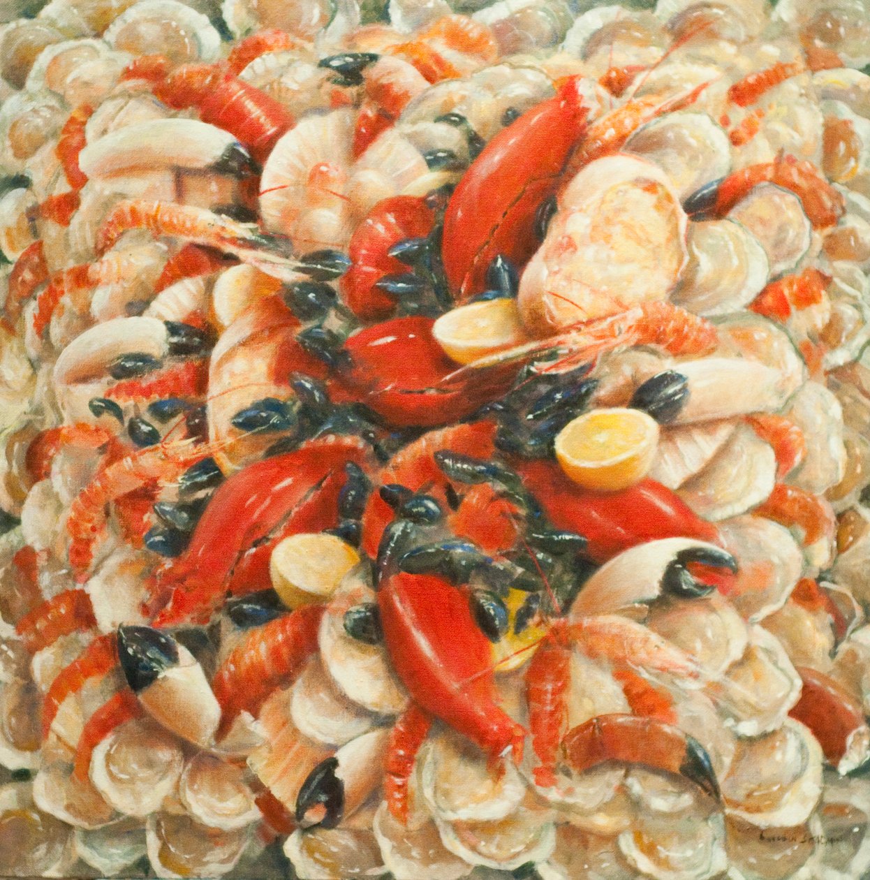 Seafood Extravaganza, 2010 (akryyli kankaalle) tekijältä Lincoln Seligman