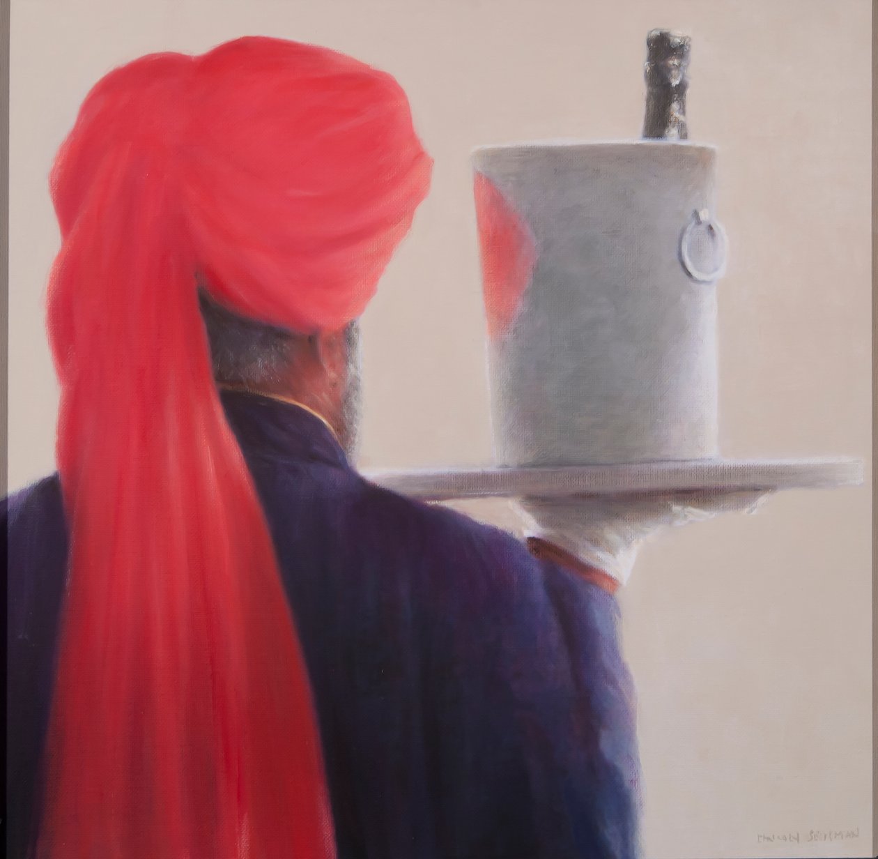 Wine Waiter, Jaipur, 2012 (akryyli kankaalle) tekijältä Lincoln Seligman