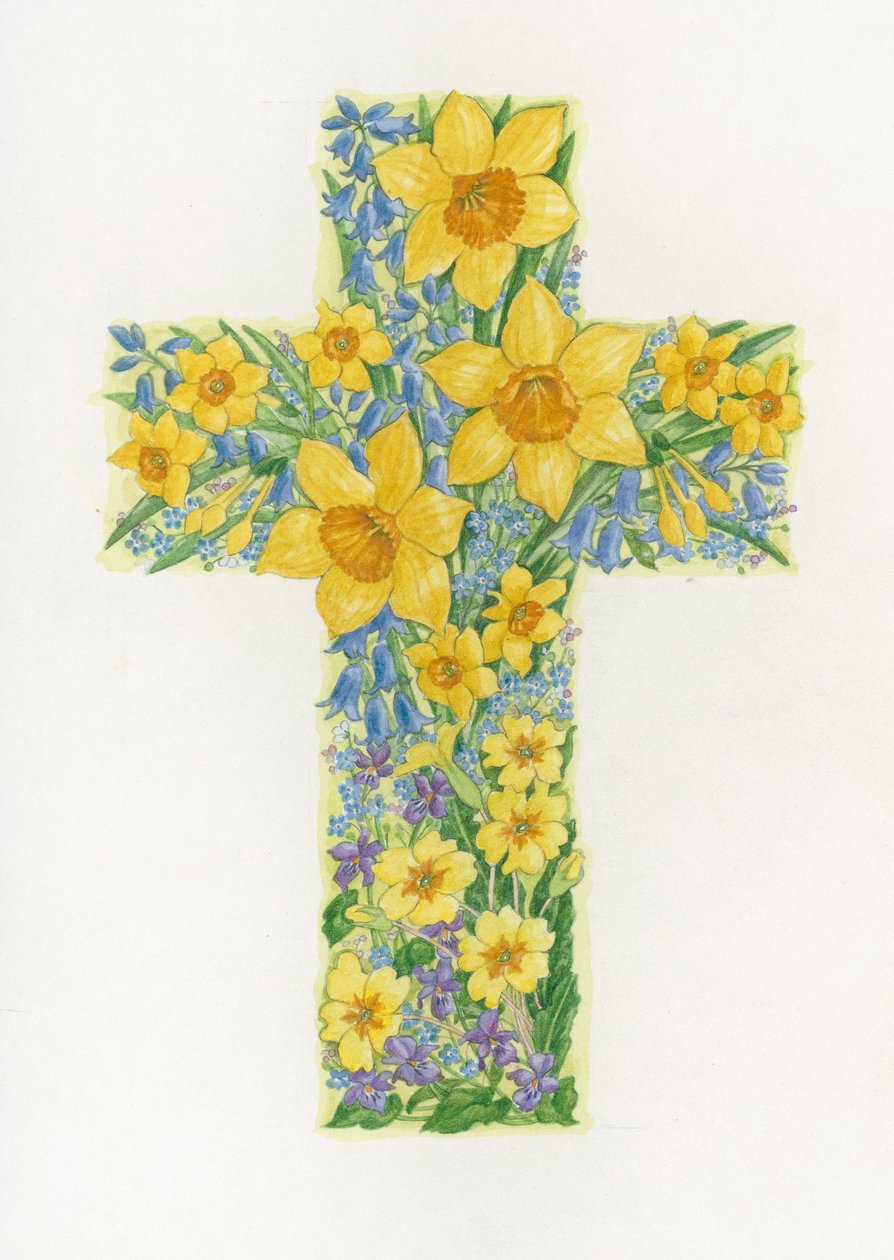 Floral Cross II, 2000 (wc paperilla) tekijältä Linda Benton