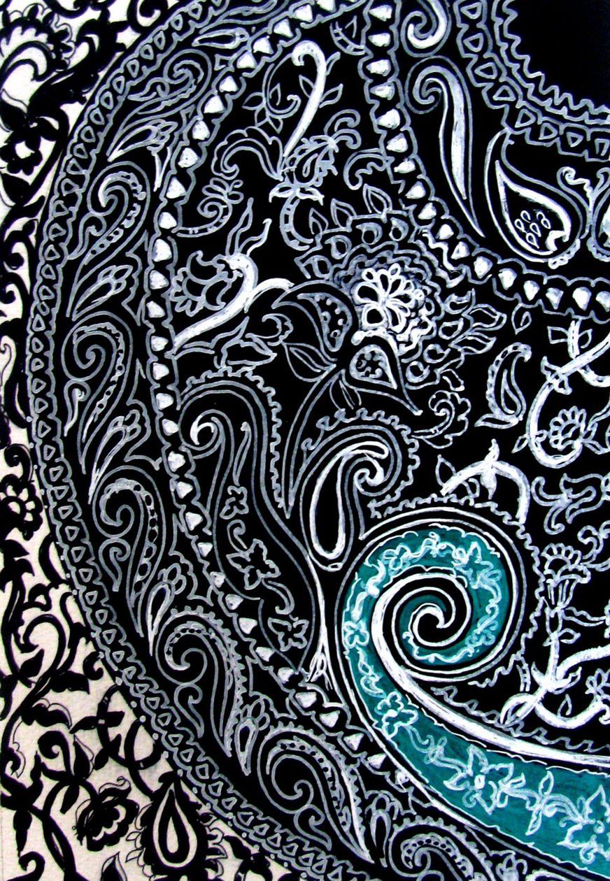 Paisley-tutkimus, 2016 (Muste akvarellipaperille) tekijältä linda arthurs