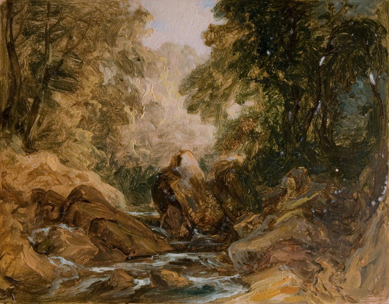 Mountain Stream and Rocks, [1800-luku]. tekijältä Lines Family
