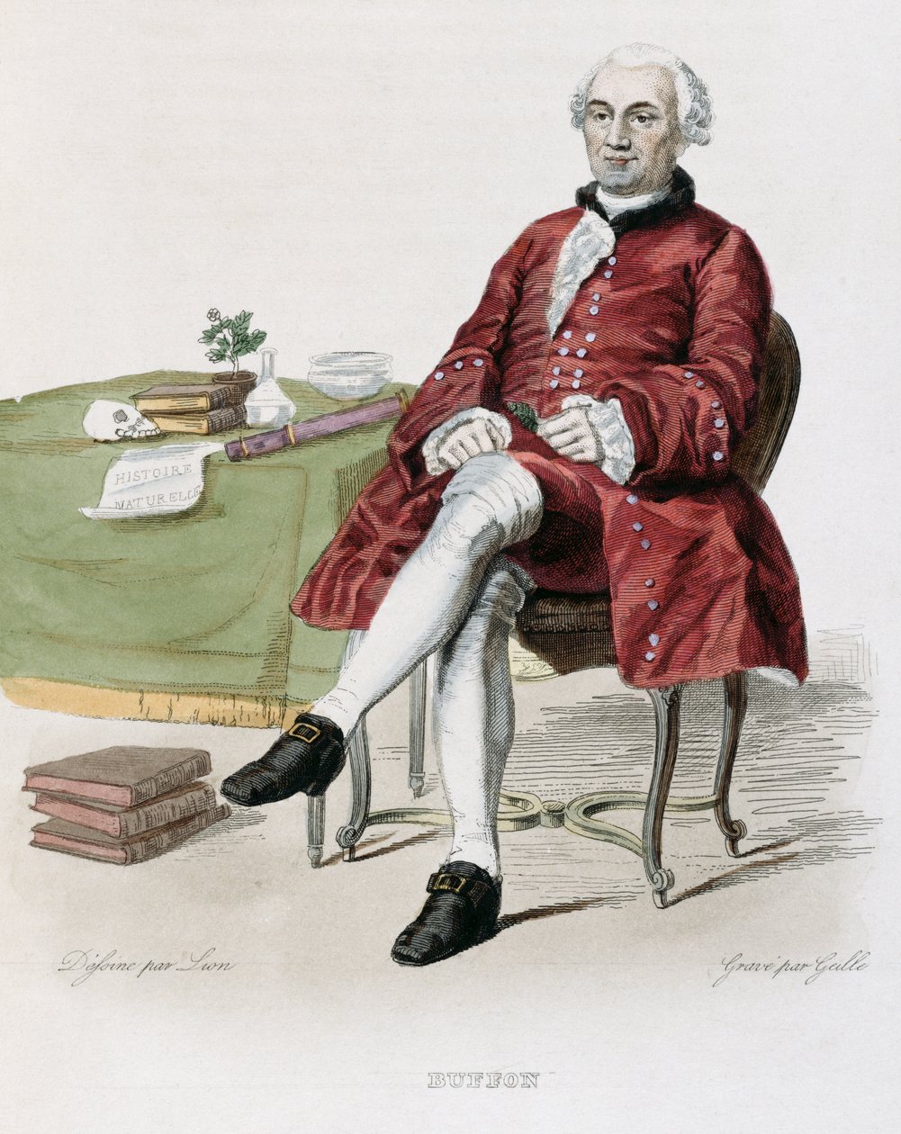 Monsieur de Buffon (1707-88) kuvitus E. Mennechetin teoksesta "Le Plutarque Francais", 1835 tekijältä Lion