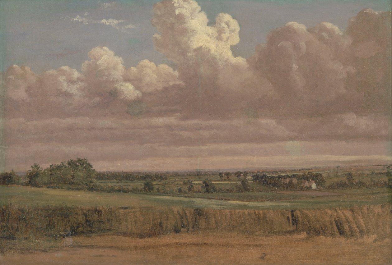 Maisema vehnäpellolla, noin 1850-luku tekijältä Lionel Constable