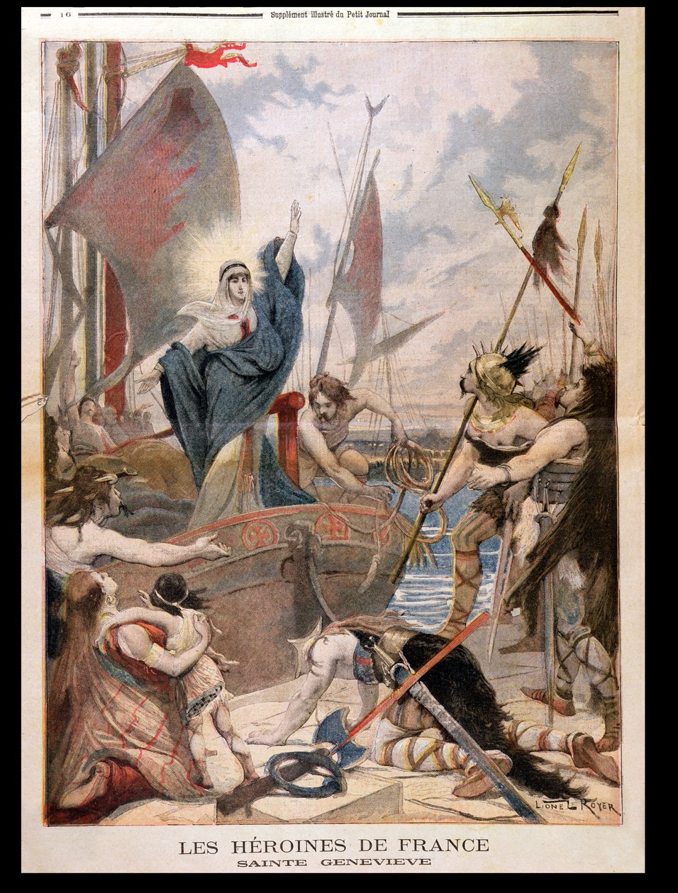 St. Genevieve, Le Petit Journal -lehden Ranskan sankarittaria käsittelevästä sarjasta, 1896. tekijältä Lionel Noel Royer