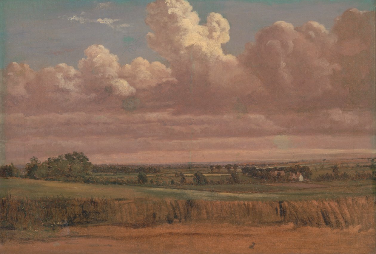 Maisema vehnäpellolla tekijältä Lionel Constable