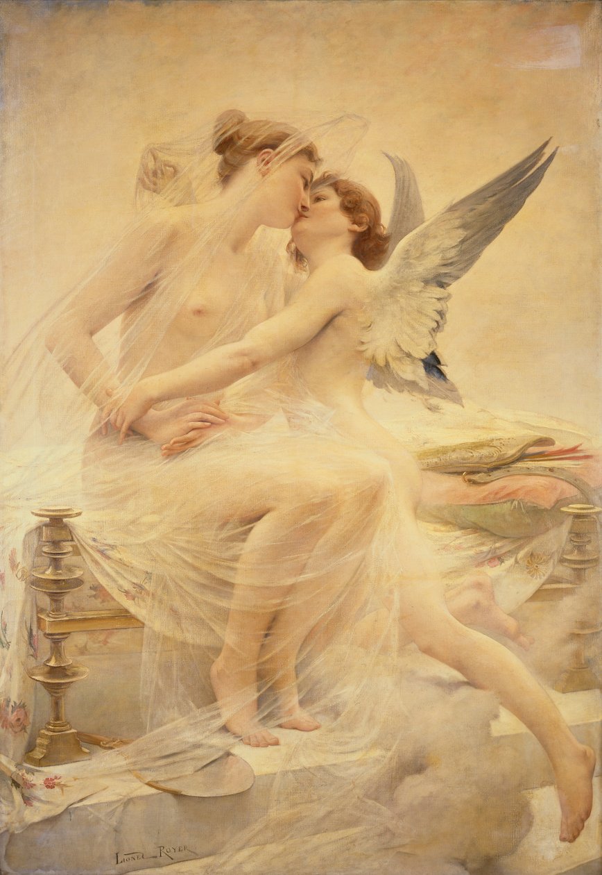 Cupid and Psyche (öljy kankaalle) tekijältä Lionel Noel Royer