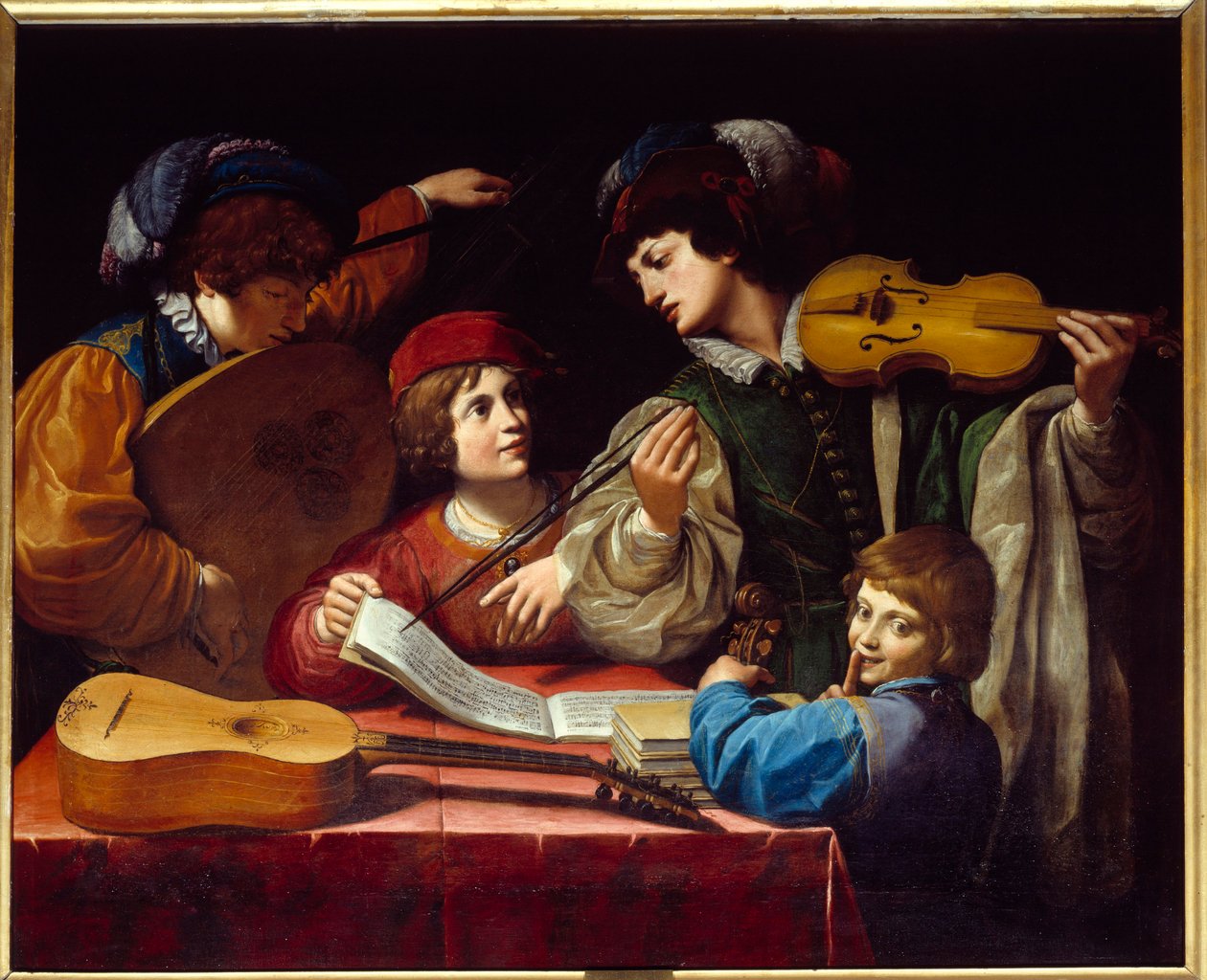 Leonello Spadan (1576-1622) konserttimaalaus 1615 noin. Aurinko. 1,43x1,72 m tekijältä Lionello Spada