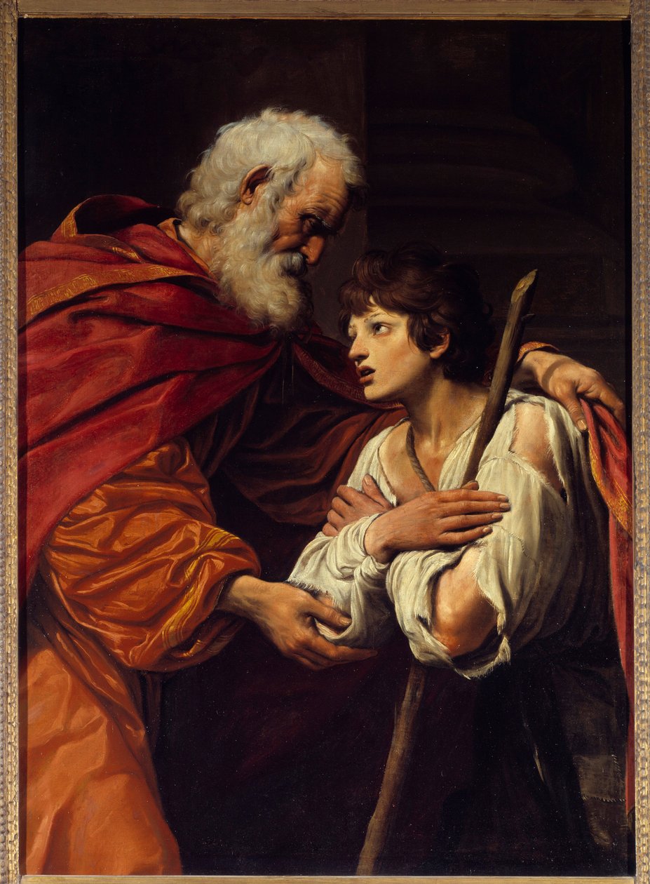 Tuhlaajalapsen paluu. Leonello Spadan (1576-1622) maalaus tekijältä Lionello Spada