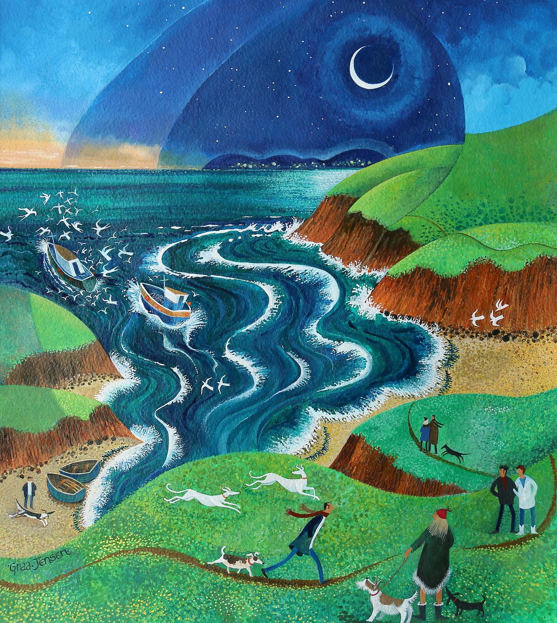 Evening Sea Breezes, 2017 (akryylit paperille) tekijältä Lisa Graa Jensen