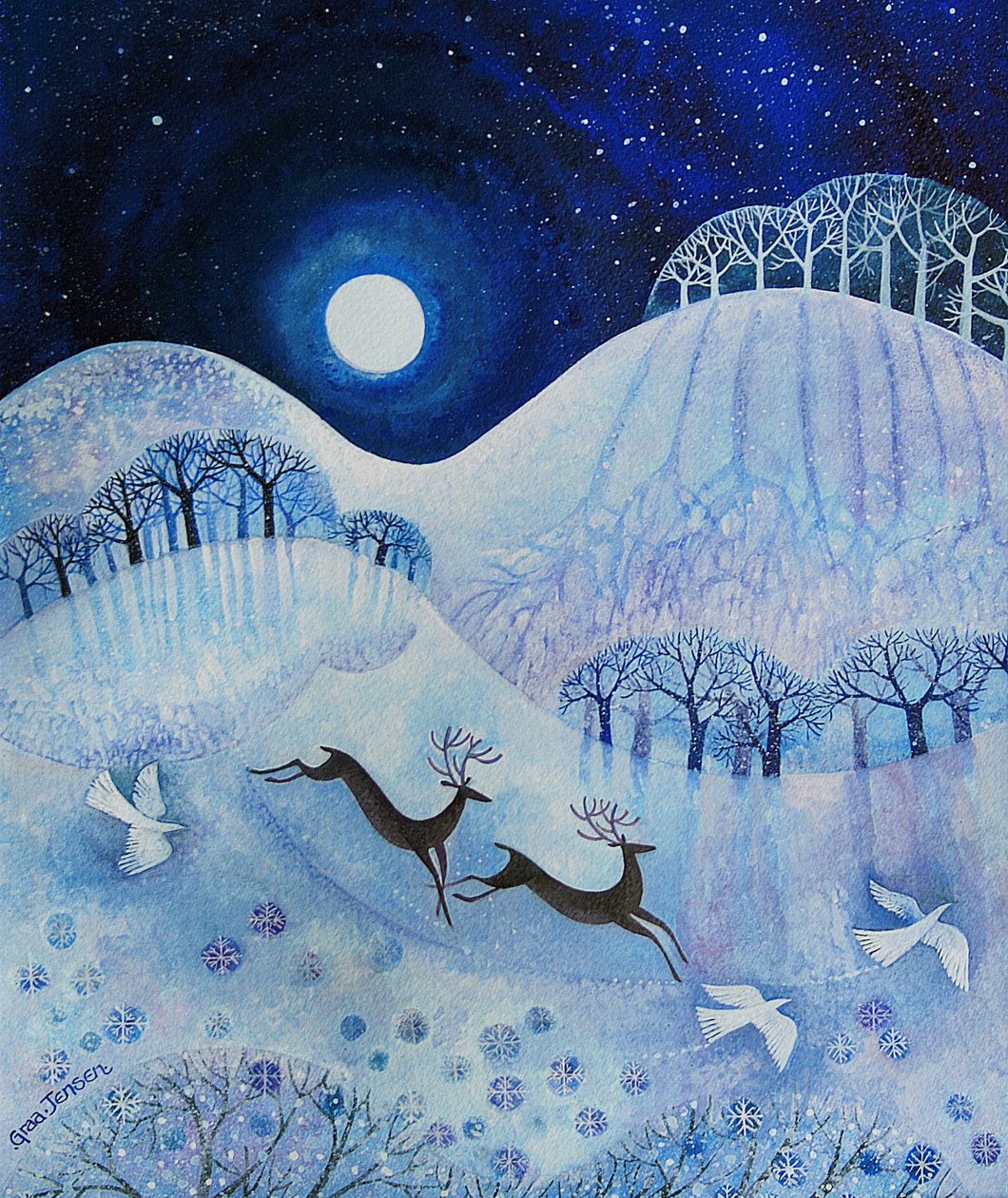 Snowy Peace, 2011 (akryylimuste ja guassi paperille) tekijältä Lisa Graa Jensen