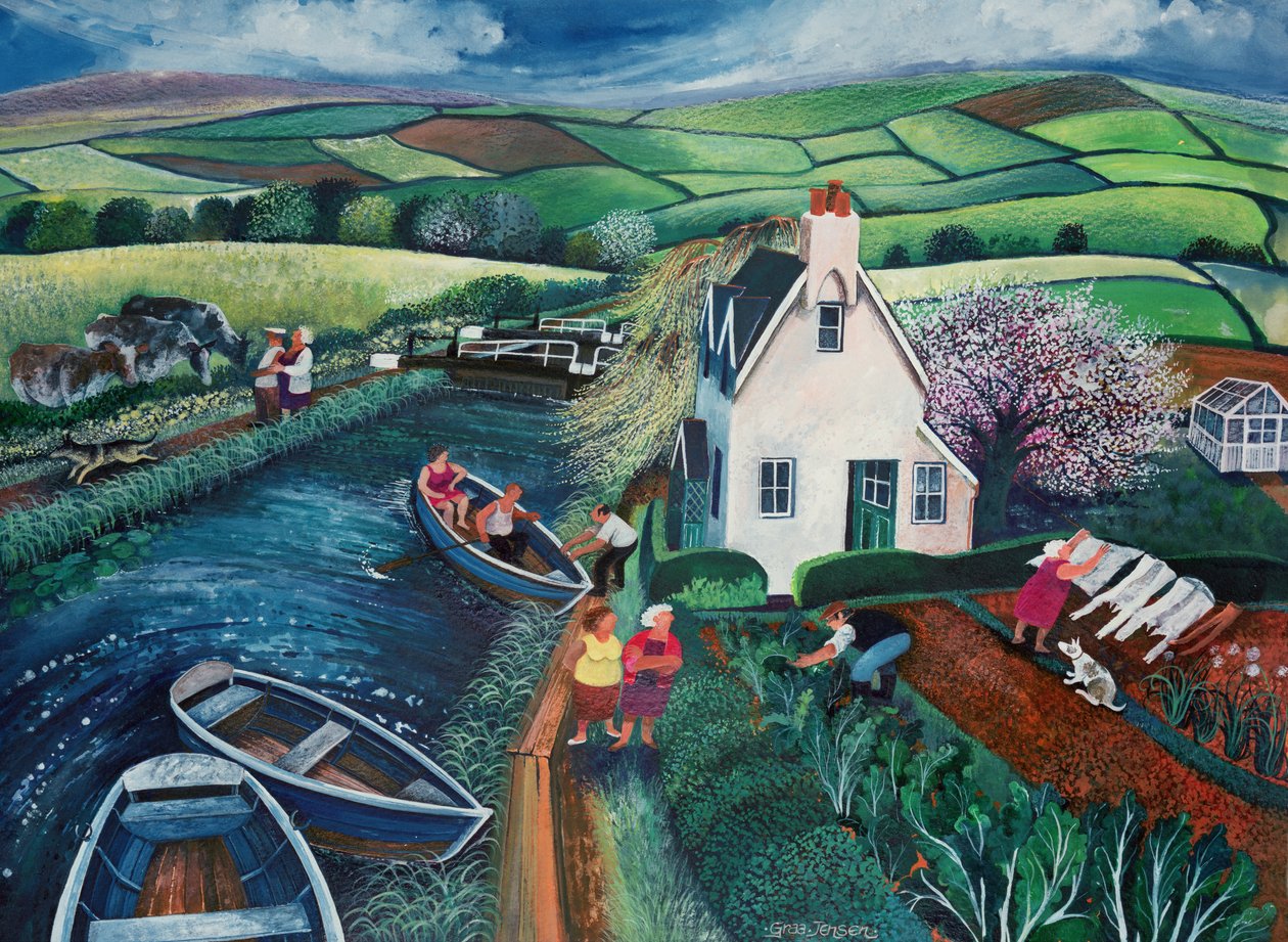 St Catherines Lock (muste ja guassi paperille) tekijältä Lisa Graa Jensen