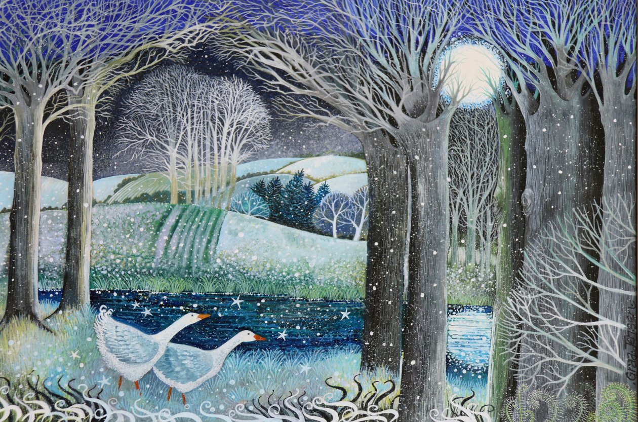 Starry River 2018 (akryylit paperille) tekijältä Lisa Graa Jensen