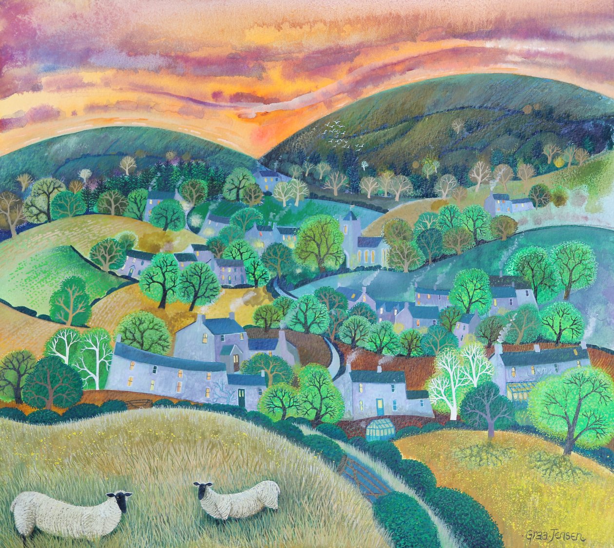 Twilight; 2016; (akryylimusteet paperille) tekijältä Lisa Graa Jensen