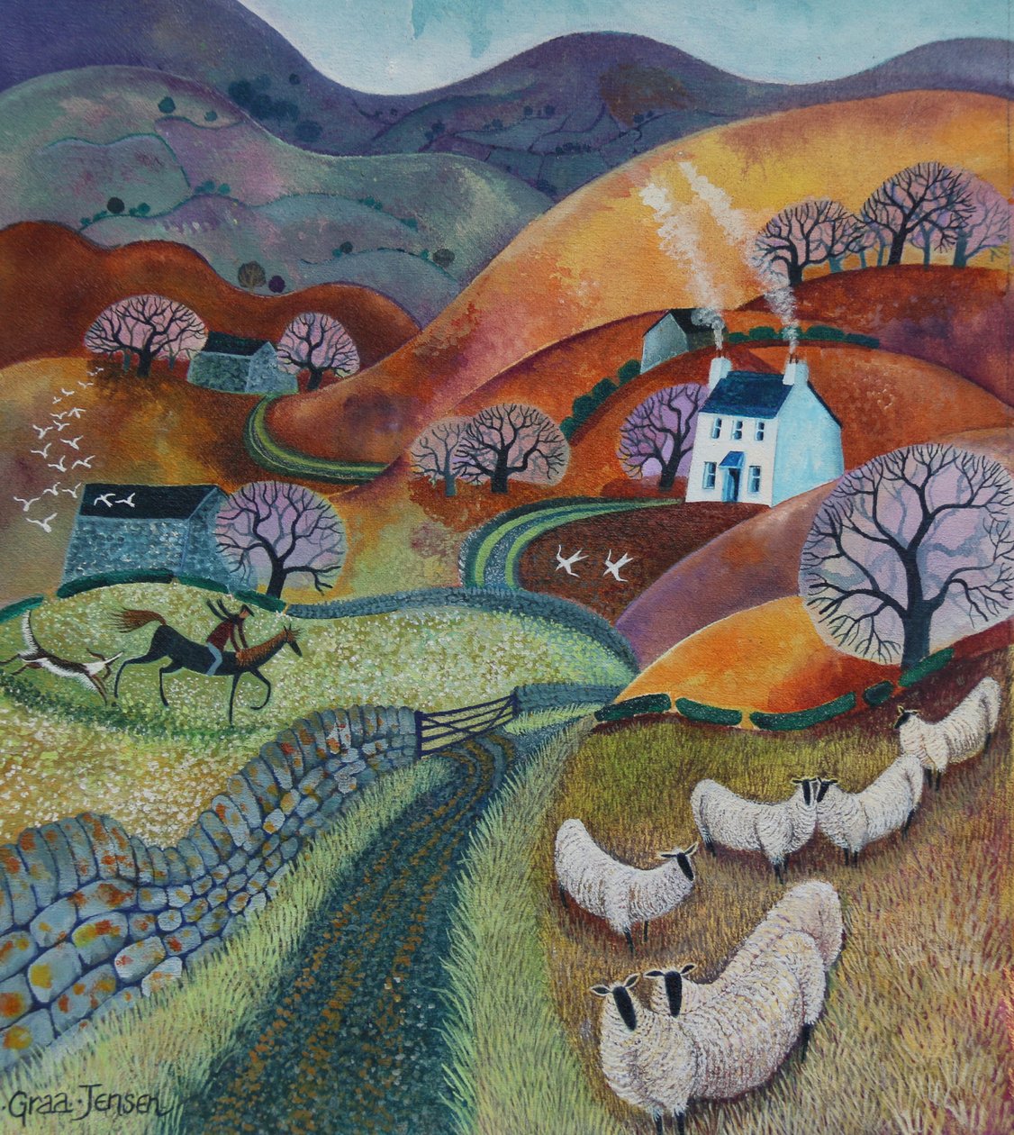 Country Ways, 2021 (akryyli pellavalle) tekijältä Lisa Graa Jensen