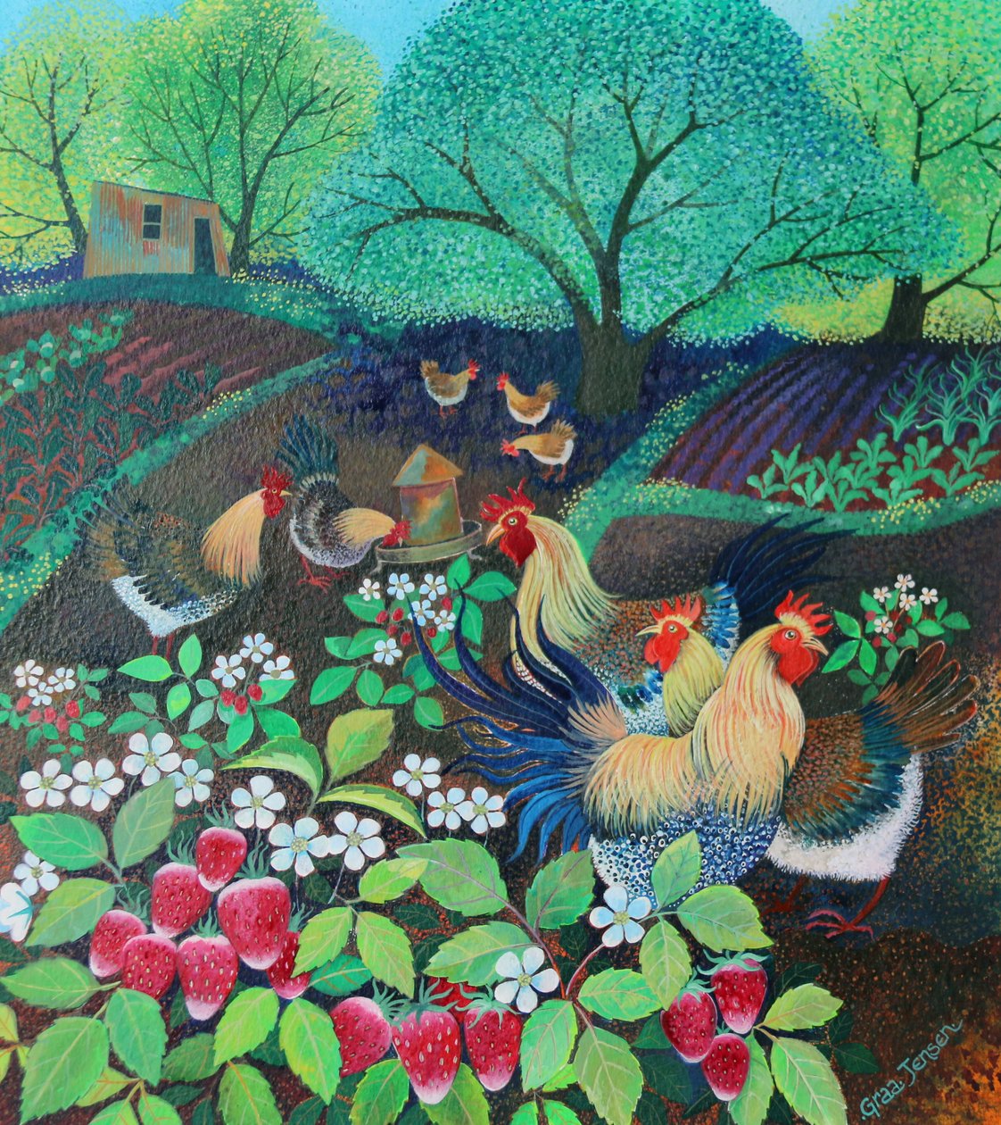 Hen Party, 2016, (acrylic inks sa papel)finn tekijältä Lisa Graa Jensen
