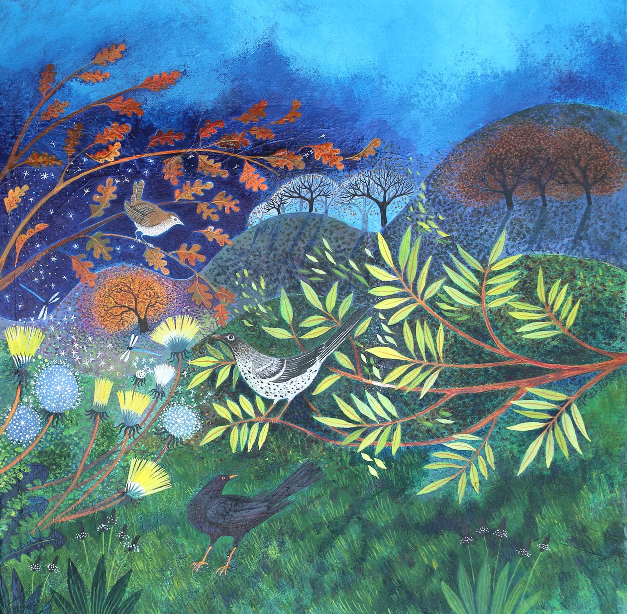 Leaf Fall, 2023 (akryyli kankaalle) tekijältä Lisa Graa Jensen
