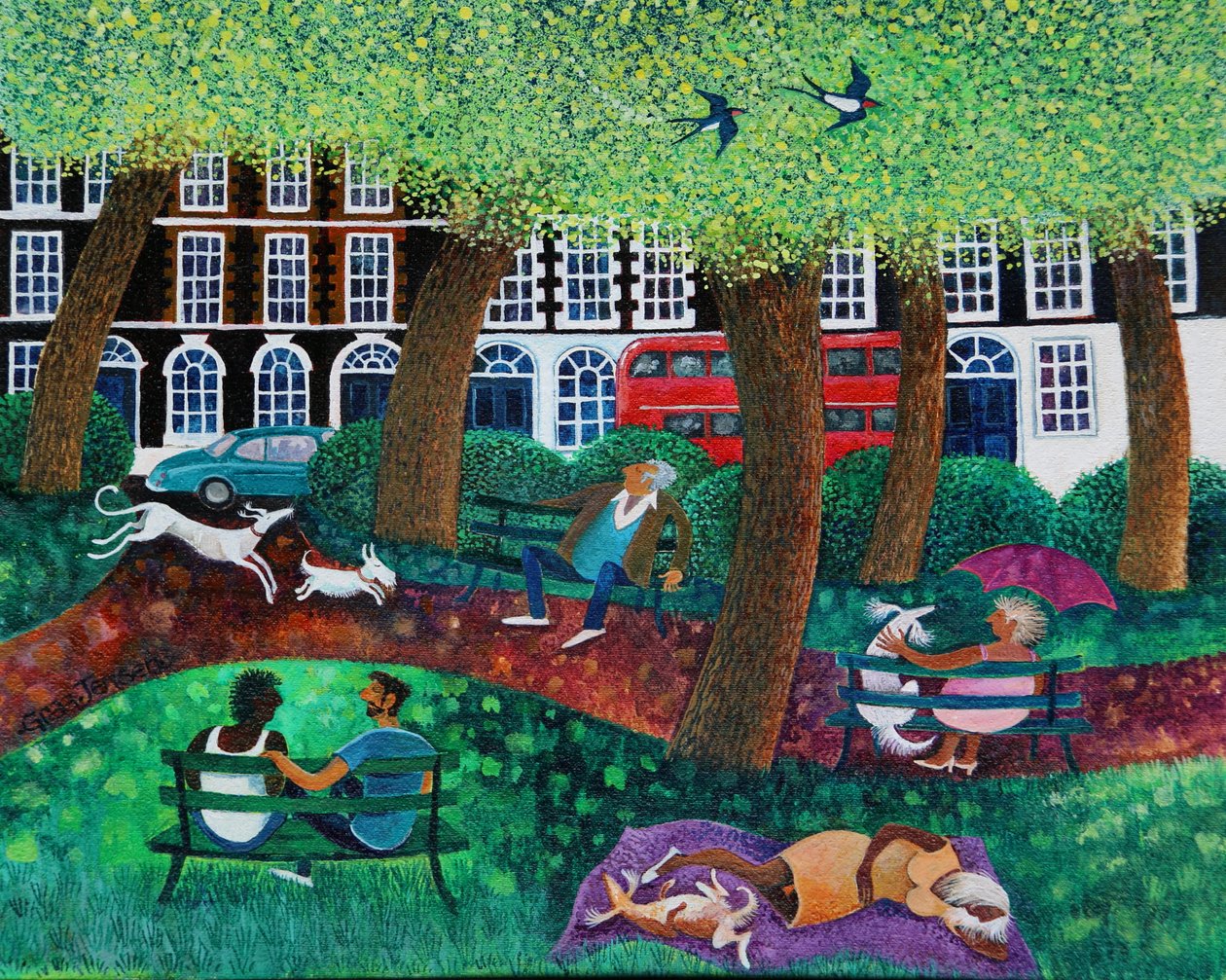London Park, 2022 (akryylit pellavalle) tekijältä Lisa Graa Jensen