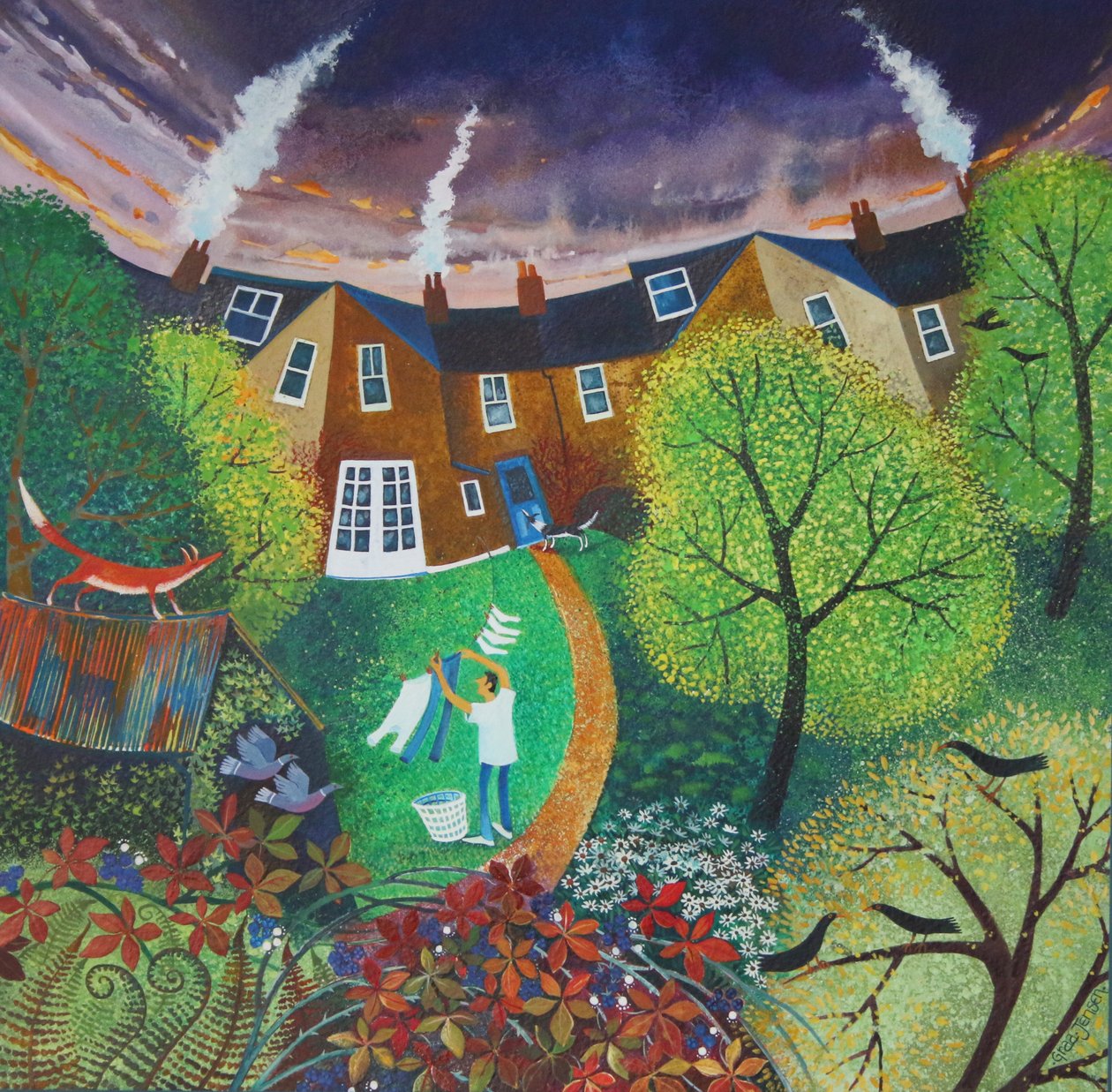 Mr. Foxs Garden, 2016, (akryyli tussilla paperille) tekijältä Lisa Graa Jensen