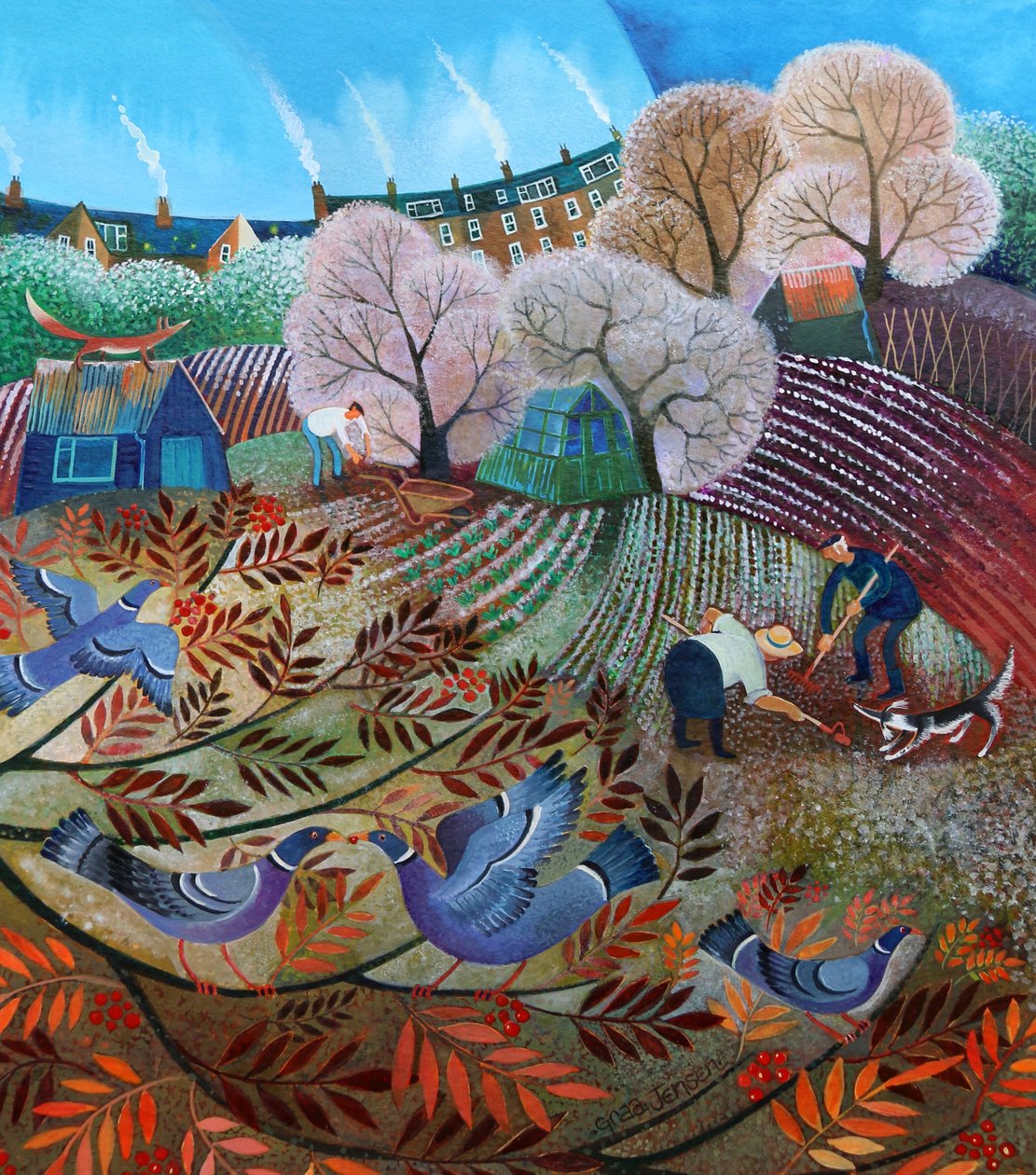 Preparing the Soil, 2022 (akryylit paperille) tekijältä Lisa Graa Jensen