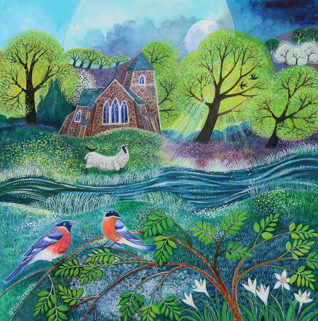 St.Lawrence, 2021 (akryyli paperille) tekijältä Lisa Graa Jensen